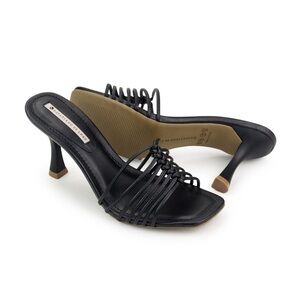 New Fishtail braided leather mules heels size 5 new in box vegan